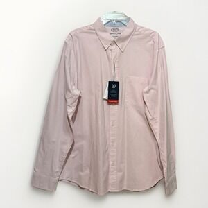 CHAPS Coastland Wash Oxford Shirt‎ Micro Stripe Pink Button Long Sleeve XL NWT